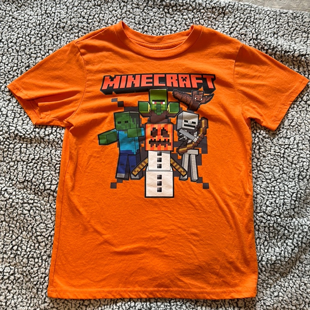 Boys Mine Craft T-Shirt, Orange, Size Medium